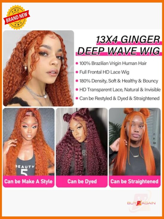 26 Inch Deep Wave Lace Front Wig Human Hair 13x4 HD Lace Glueless Curly Wig main image 4